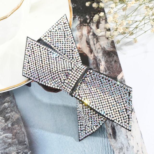 Crystal Big Bow Hair Clips For Women Girls Hair Accessories Rhinestone Hairpins Plastic Hairgirps Retro Barrette Headwear Gorgeous Hair Accessories For Women