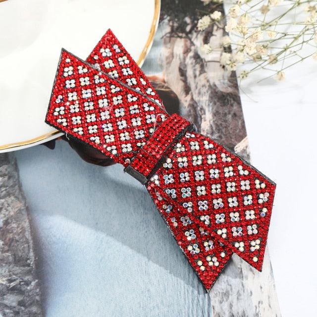 Crystal Big Bow Hair Clips For Women Girls Hair Accessories Rhinestone Hairpins Plastic Hairgirps Retro Barrette Headwear Gorgeous Hair Accessories For Women