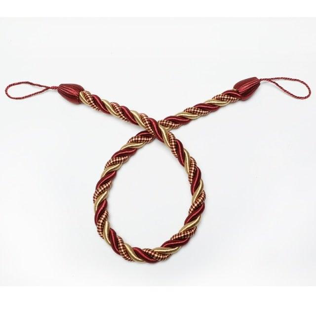 Curtain Tie Backs Gold Handmade Weave Curtain Holder Clip Buckle Rope Home Decorative Room Accessories Curtain Tieback Curtain Handmade Tiebacks Ropes Holdbacks 74CM