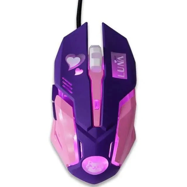 Cute Gaming USB Wired Mouse Girls Pink Computer Professional 2400 DPI Mouse Colorful Silent Mouse For PC