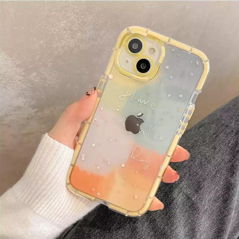 Cute Love Heart Soft Shockproof Bumper Transparent Phone Case For iPhone 12 13 Pro Max Silicone Back Cover Case  Cute Side Small Pattern for Women Girls Soft Silicone Shockproof Protective Cover