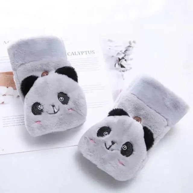 Cute Winter Warm Soft Half Finger Thick One Size Gloves For Women Fashionable Warm Comfortable Stylish Gloves For Girls