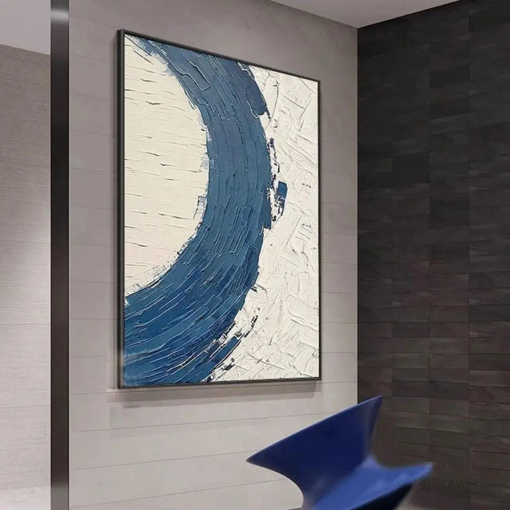 Handpainted Blue Abstract Canvas Art