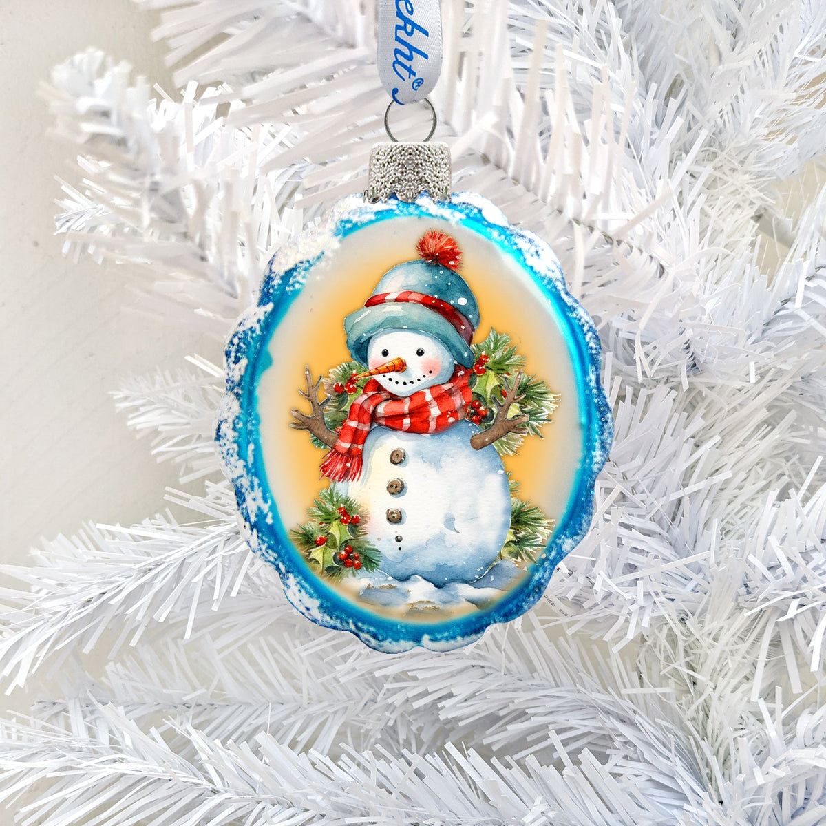 Snowman's Gift Mercury Glass Ornaments by G. Debrekht - Christmas Santa Snowman Decor - 776015