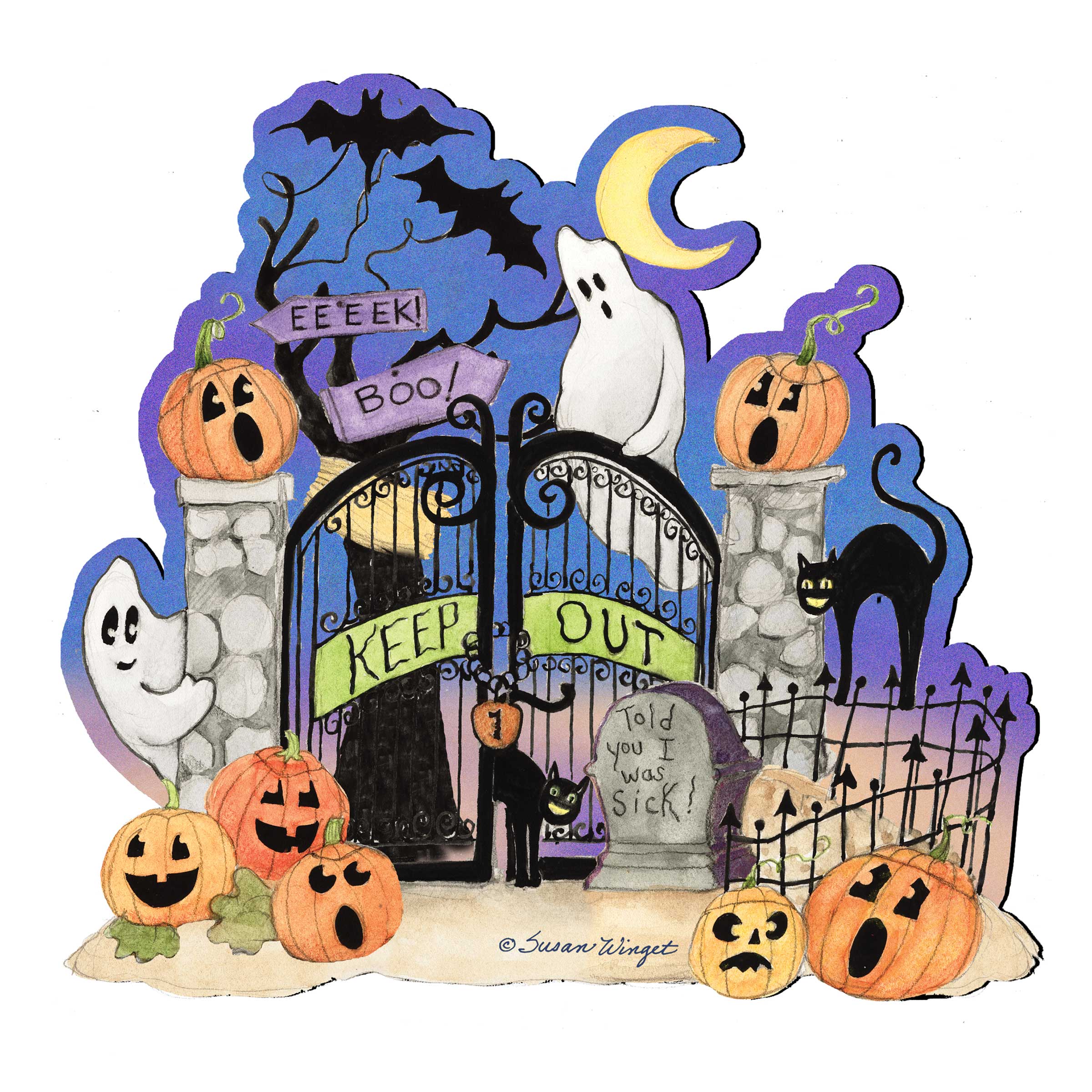 Halloween Scene Door Decor by Susan Winget - Thanksgiving Themed Halloween Decor - 8471205H-SW