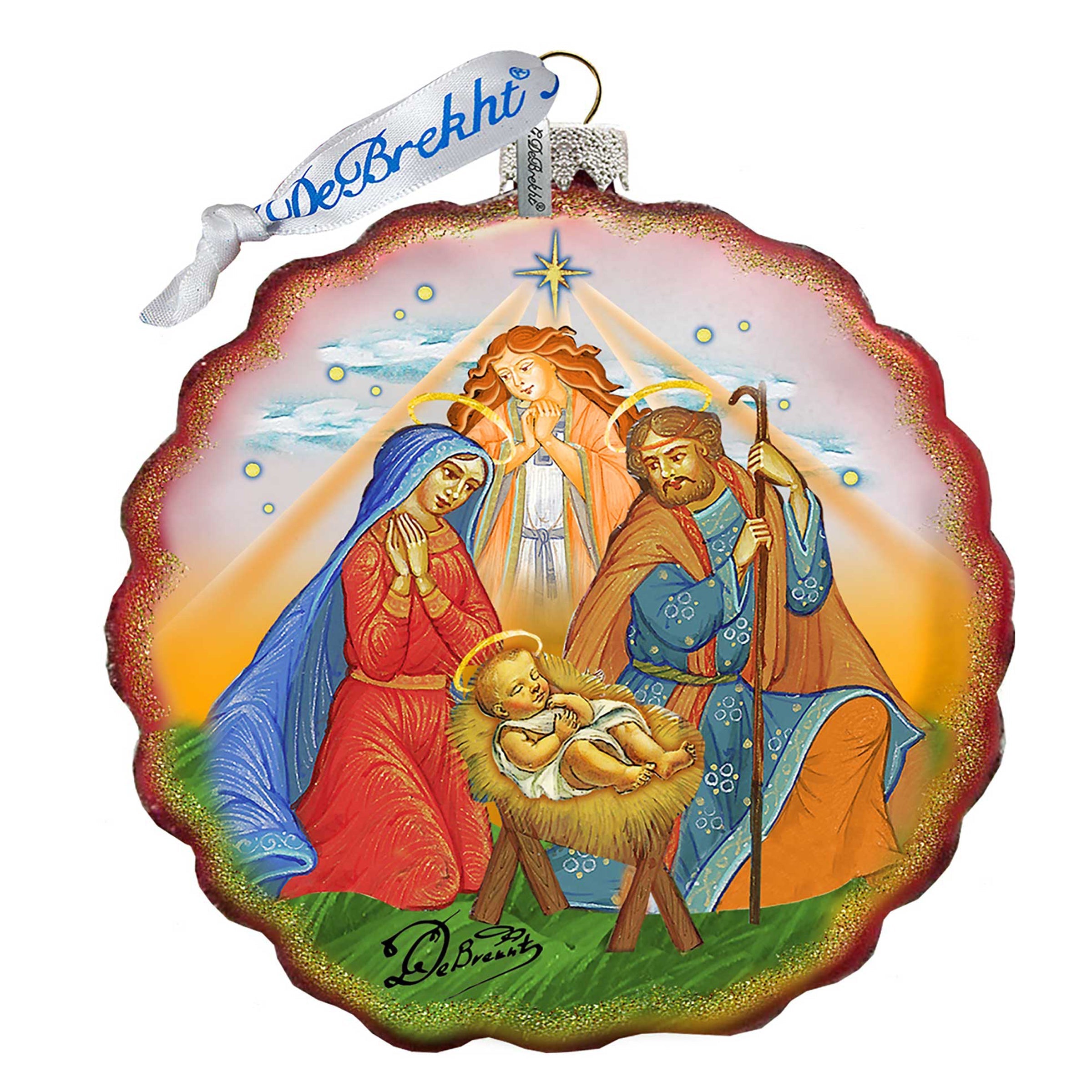 Miracle Nativity Flower Glass Ornament by G. DeBrekht - Nativity Holiday Decor - 759-035