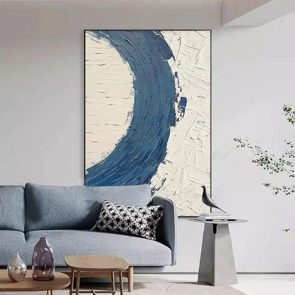 Handpainted Blue Abstract Canvas Art