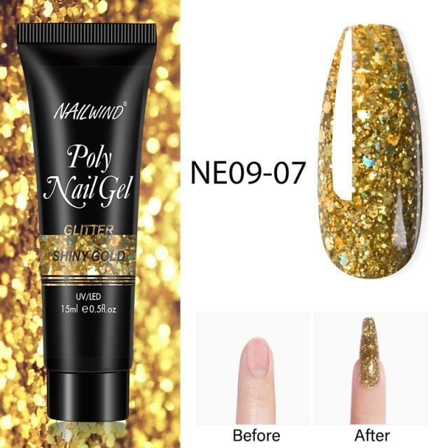 Diamond Gel Nail Polish Poly 15ml Semi Permanent UV Manicure Reflective Sparkling Luxury Shine Design For Women and Girls