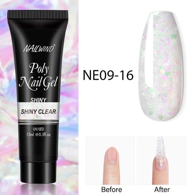 Diamond Gel Nail Polish Poly 15ml Semi Permanent UV Manicure Reflective Sparkling Luxury Shine Design For Women and Girls