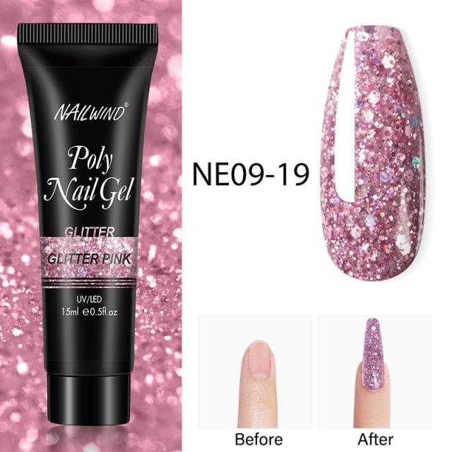 Diamond Gel Nail Polish Poly 15ml Semi Permanent UV Manicure Reflective Sparkling Luxury Shine Design For Women and Girls