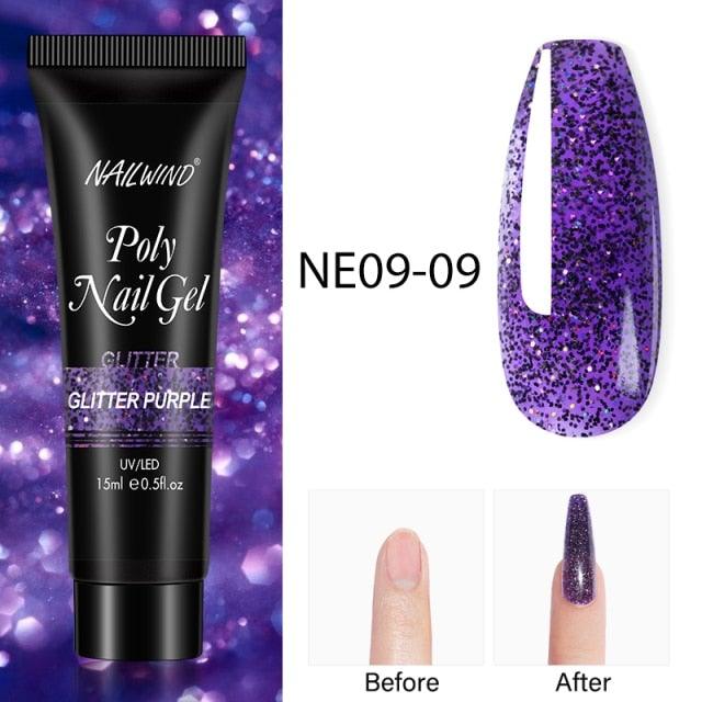 Diamond Gel Nail Polish Poly 15ml Semi Permanent UV Manicure Reflective Sparkling Luxury Shine Design For Women and Girls