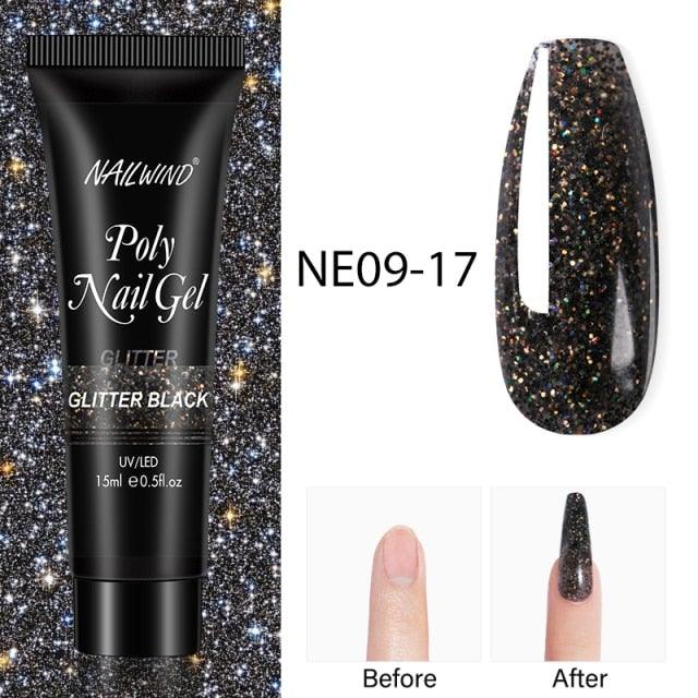 Diamond Gel Nail Polish Poly 15ml Semi Permanent UV Manicure Reflective Sparkling Luxury Shine Design For Women and Girls