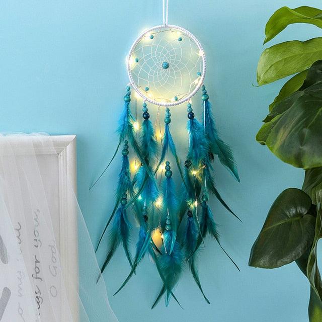 Dream Catcher Wall Decor with White Feathers Indian Style Dream-catcher Moon Handmade Wind Chimes Wall Ornament Girls Room Decoration Feather Dream Catcher For Kids Women Wedding Bohemian Wall Decor