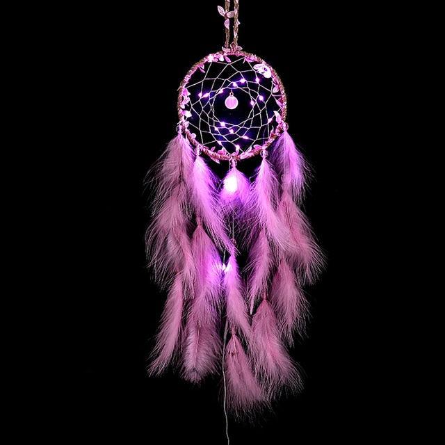 Dream Catcher Wall Decor with White Feathers Indian Style Dream-catcher Moon Handmade Wind Chimes Wall Ornament Girls Room Decoration Feather Dream Catcher For Kids Women Wedding Bohemian Wall Decor