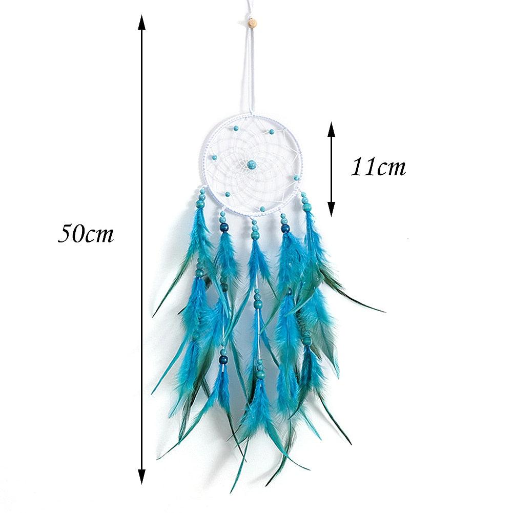 Dream Catcher Wall Decor with White Feathers Indian Style Dream-catcher Moon Handmade Wind Chimes Wall Ornament Girls Room Decoration Feather Dream Catcher For Kids Women Wedding Bohemian Wall Decor