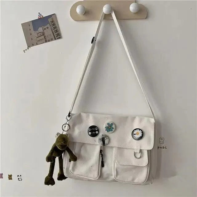 Durable Canvas Diagonal Cross Bag Youth Fashion And Casual Version Ladies Large Capacity Shoulder Bag For Women And Girls