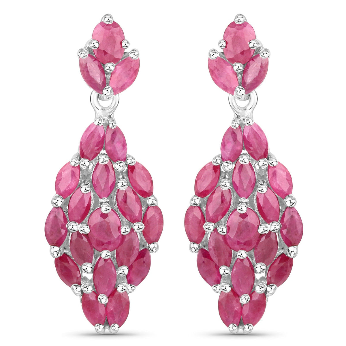 4.12 Carat Genuine Ruby .925 Sterling Silver Earrings