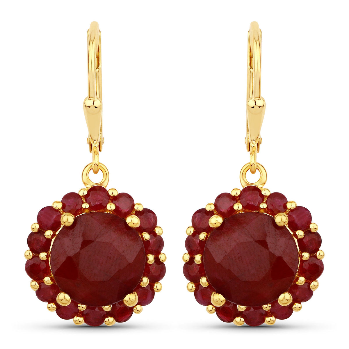 11.37 Carat Dyed Ruby and Ruby .925 Sterling Silver Earrings