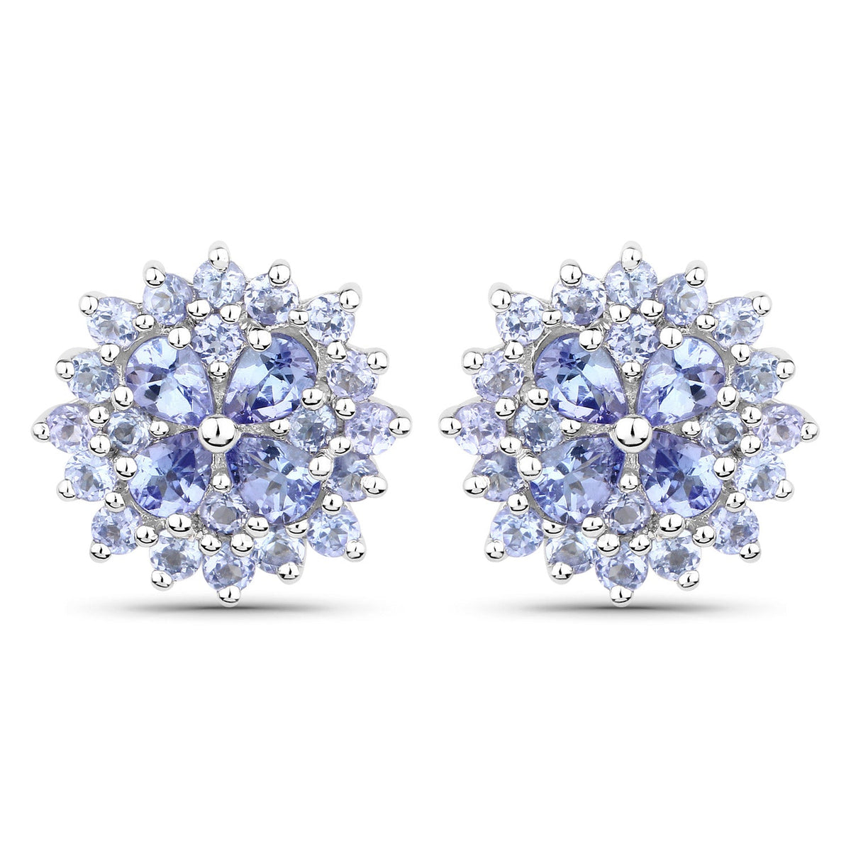 2.52 Carat Genuine Tanzanite .925 Sterling Silver Earrings