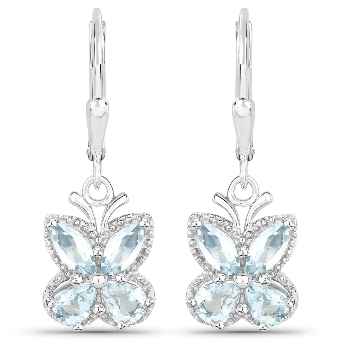 1.76 Carat Genuine Aquamarine .925 Sterling Silver Earrings
