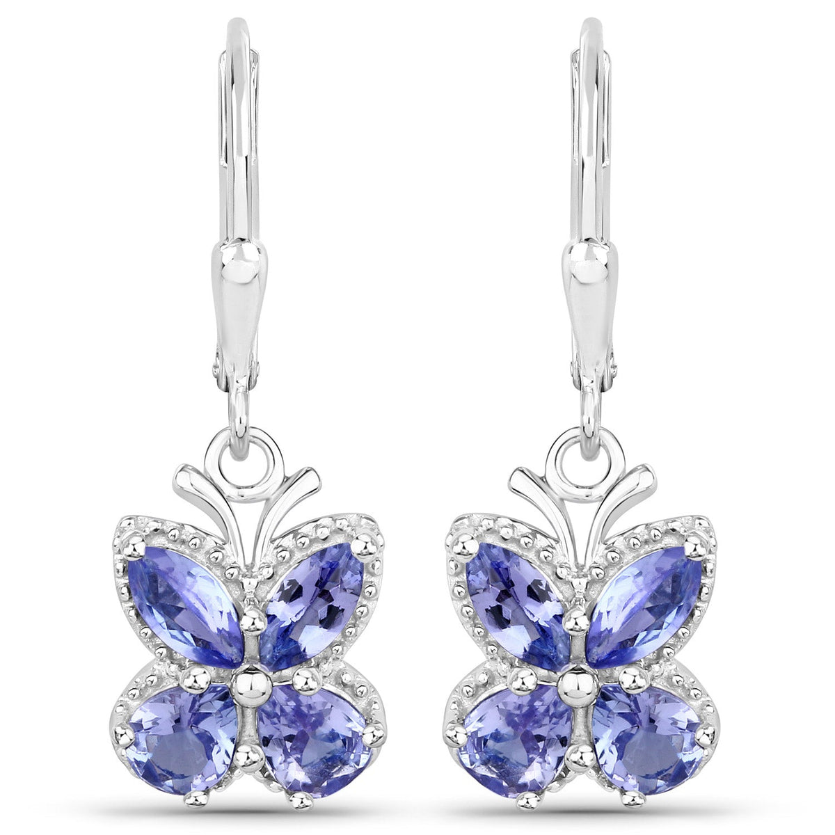 2.08 Carat Genuine Tanzanite .925 Sterling Silver Earrings