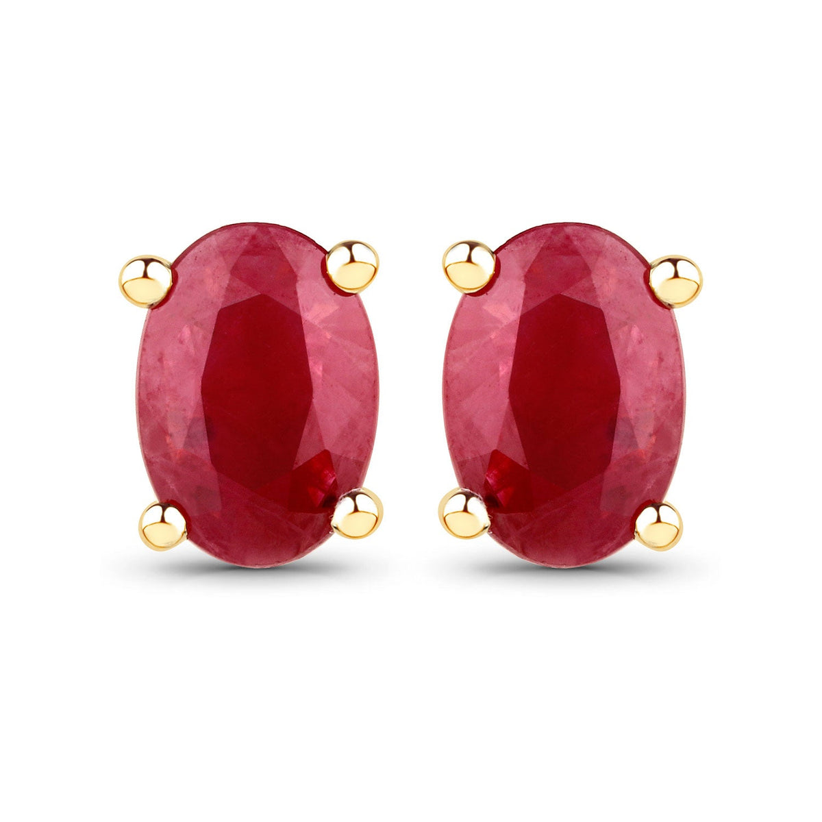 0.96 Carat Genuine Ruby 14K Yellow Gold Earrings