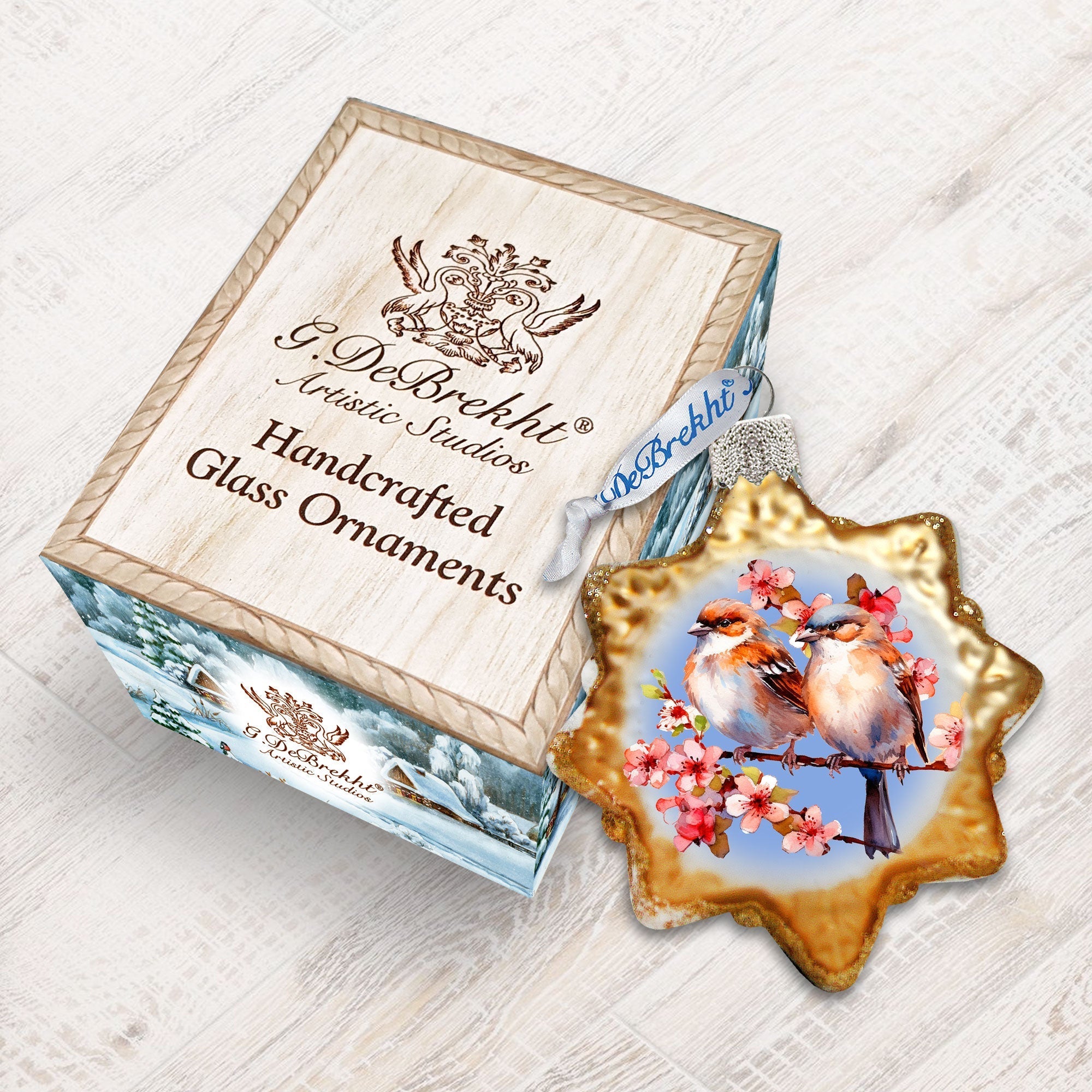 Spring Sparrows Mercury Glass Ornaments by G. Debrekht - Wildlife Holiday Decor - 776008