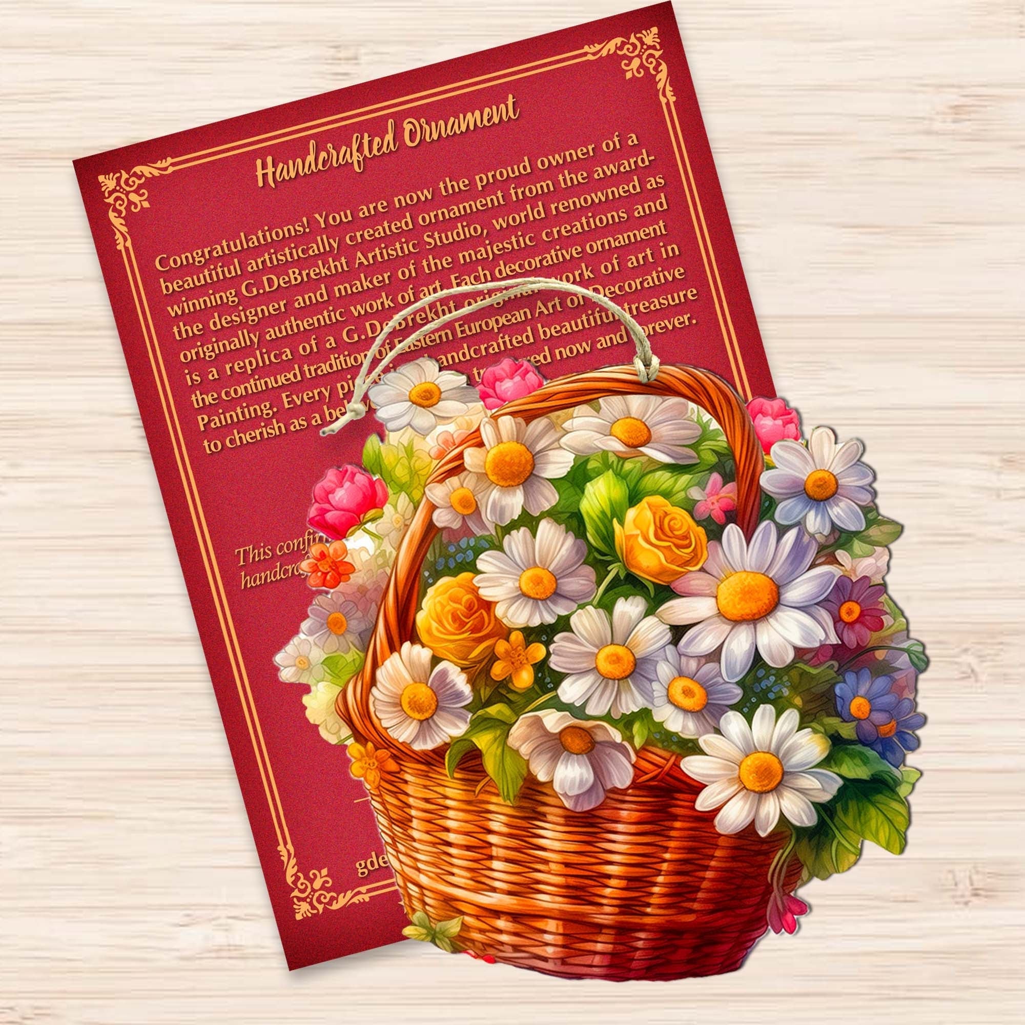 Daisy Basket Wooden Ornaments by G. Debrekht - Love Family Decor - 8688314