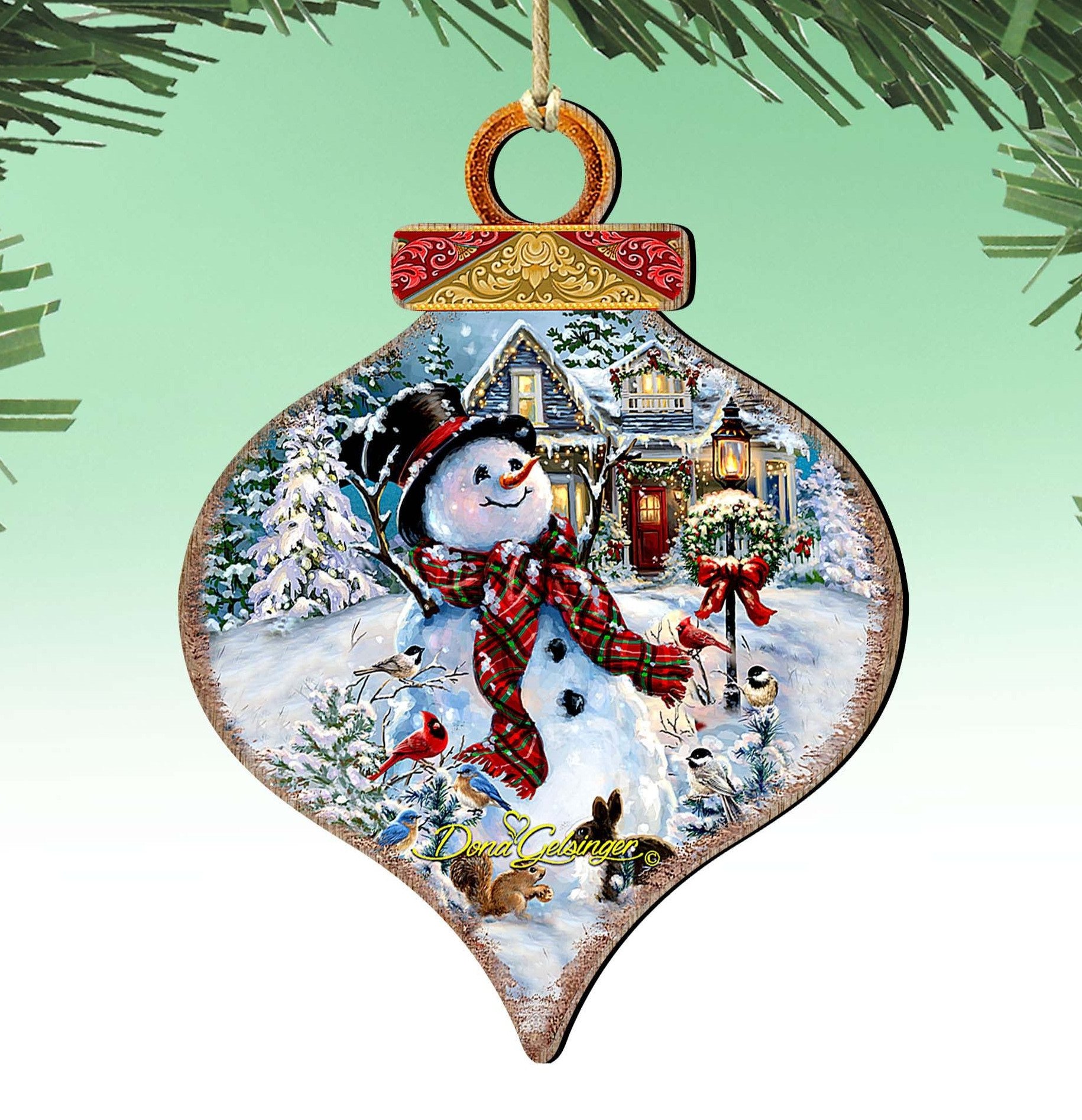 Old Fashioned Christmas Wooden Ornaments by Gelsinger - Christmas Santa Snowman Decor - 8031023-1563