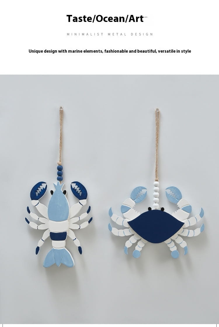 Wooden Mediterranean Seafood Lobster Pendant Decor