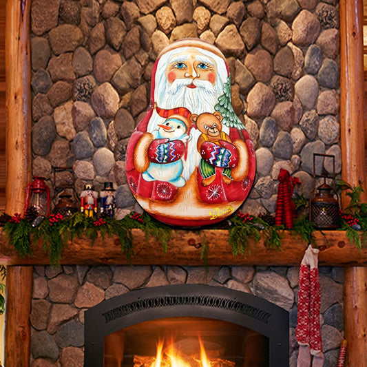 Santa Doll Christmas Door Decor by G. DeBrekht - Christmas Santa Snowman Decor - 8115011H