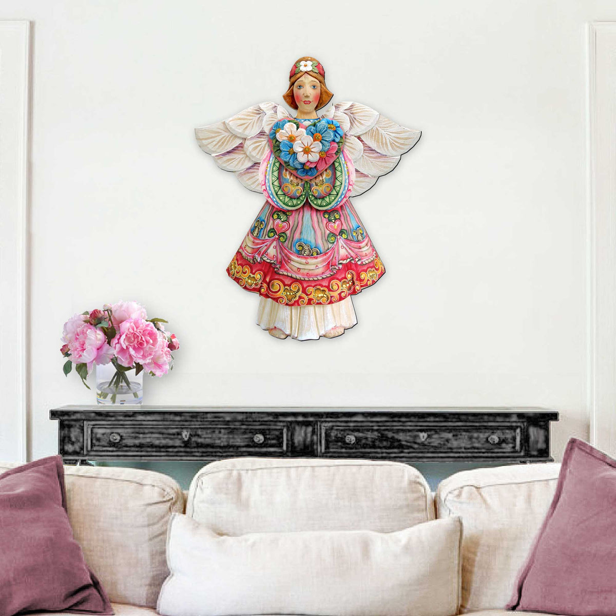 Flower Heart Angel of Love Door Hanger Wall Art by G. DeBrekht - Love Family Kids Decor - 8155412H