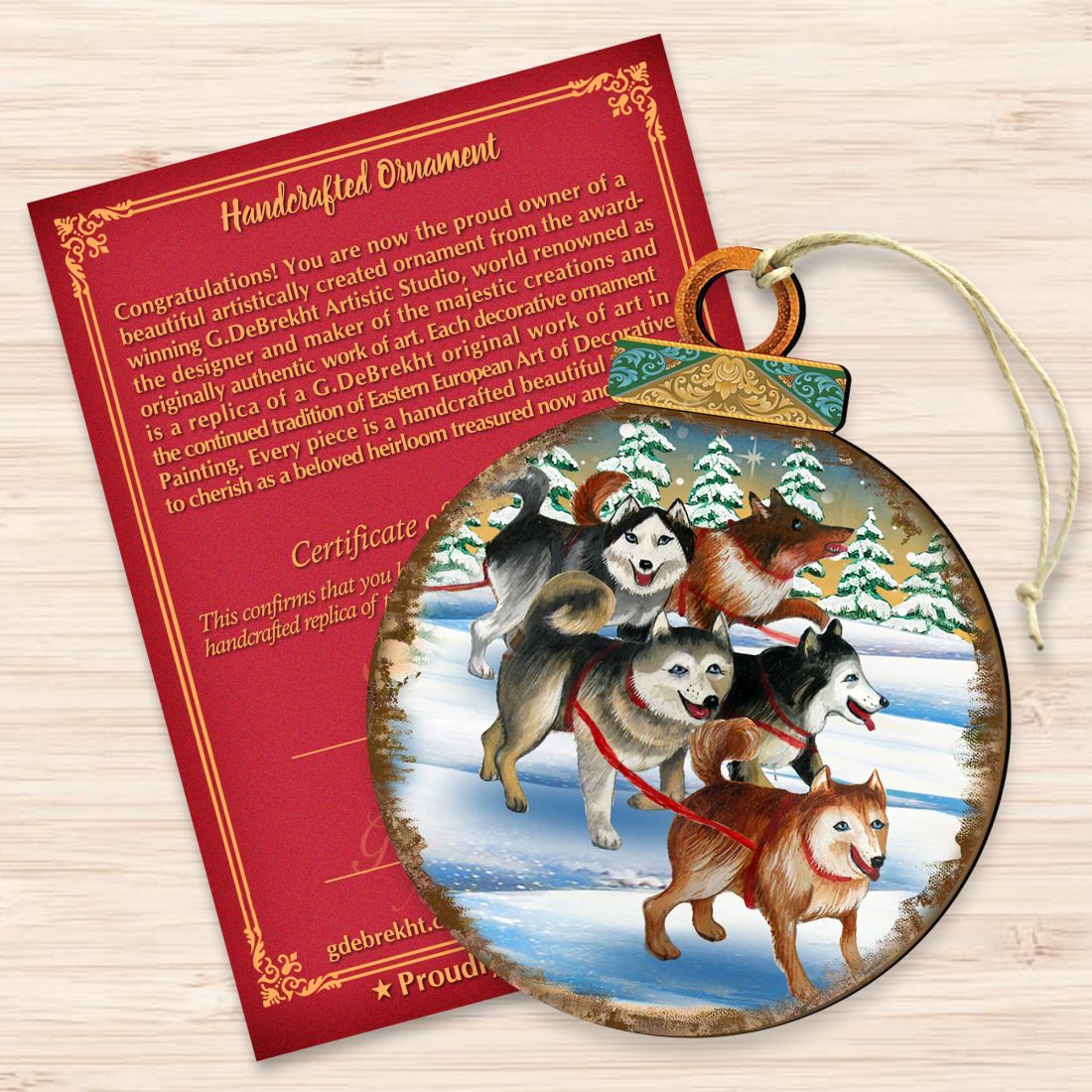 Husky Ball Wooden Ornaments by G. DeBrekht - Christmas Decor - 8025378