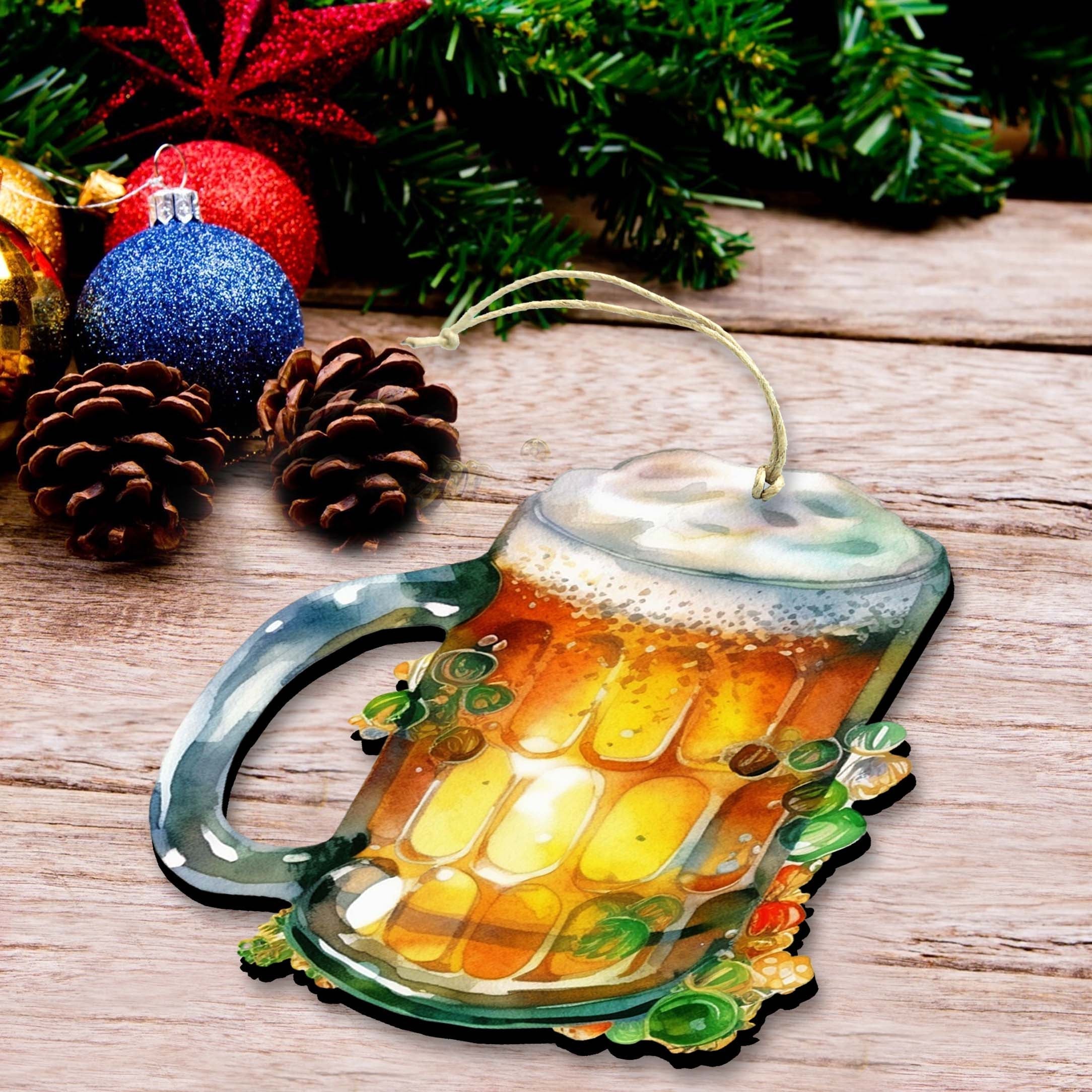 Irish Beer Mug Wooden Ornaments by G. DeBrekht Celtic St Patrick Decor - 8652775