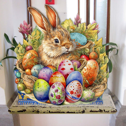 Easter Bunny with Eggs Holiday Door Decor by G. Debrekht - Easter Spring Decor - 8652766H