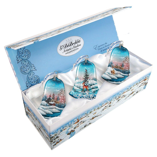 Winter Bells Glass Ornament Set of 3 by G. DeBrekht - Christmas Decor - 73180-B3