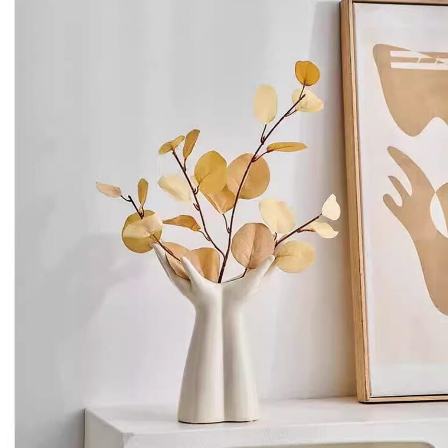Open Hands Ceramic Vase Flower Decor