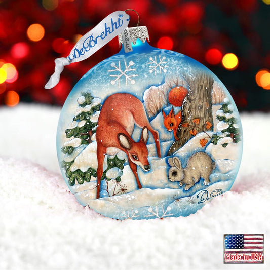 Forest Friends Ball Glass Ornament by G. DeBrekht - Wildlife Holiday Decor - 73412