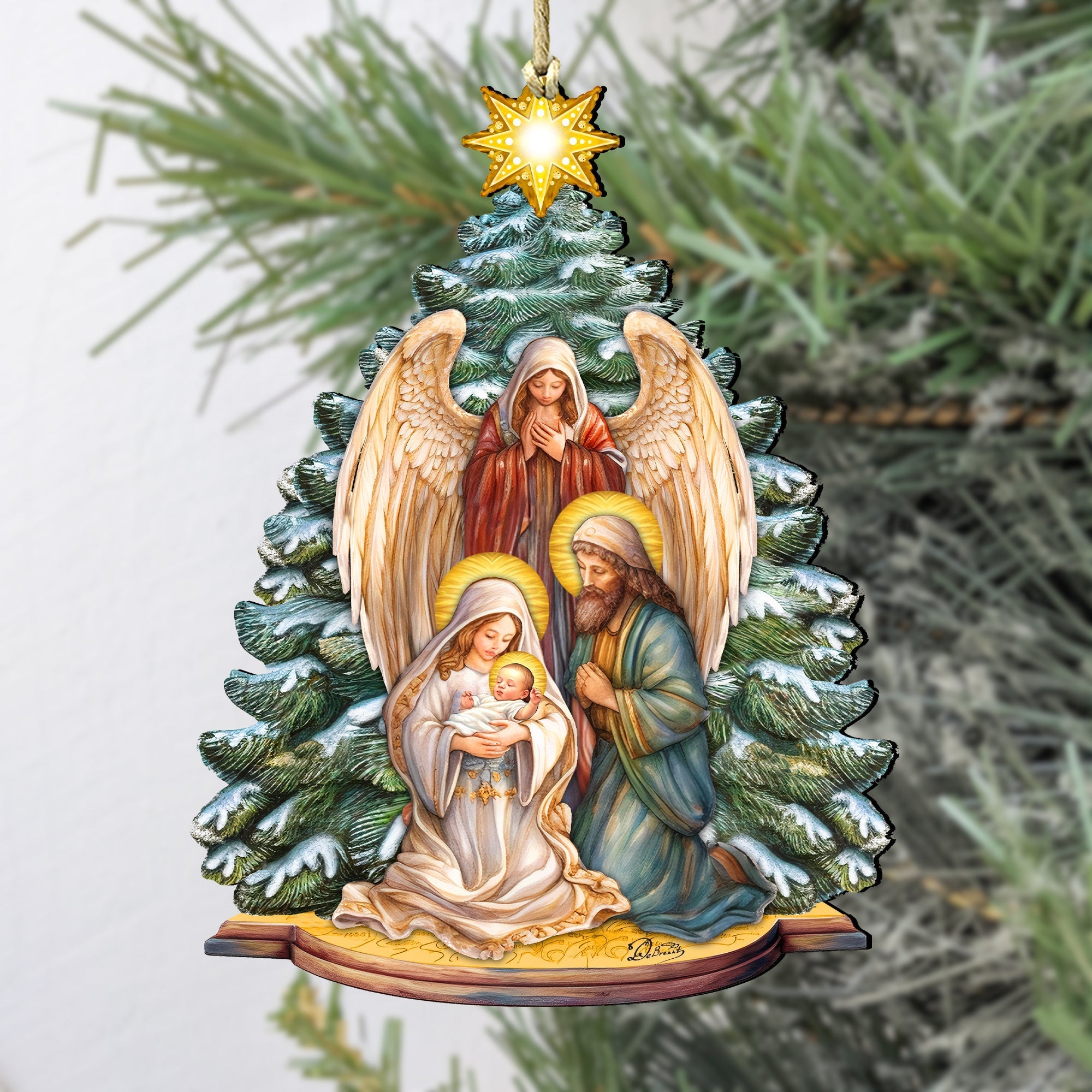 Holy Family Nativity Wooden Ornaments by G. DeBrekht Nativity Holiday Decor - 8611042