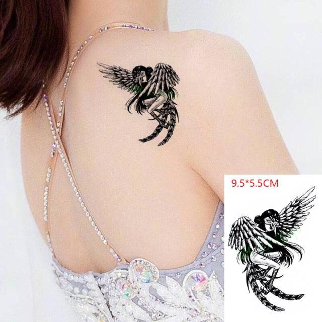 Elegant Black Music Notes Waterproof Sticker Tattoos Temporary Chest Shoulder Tattoos For Men Women