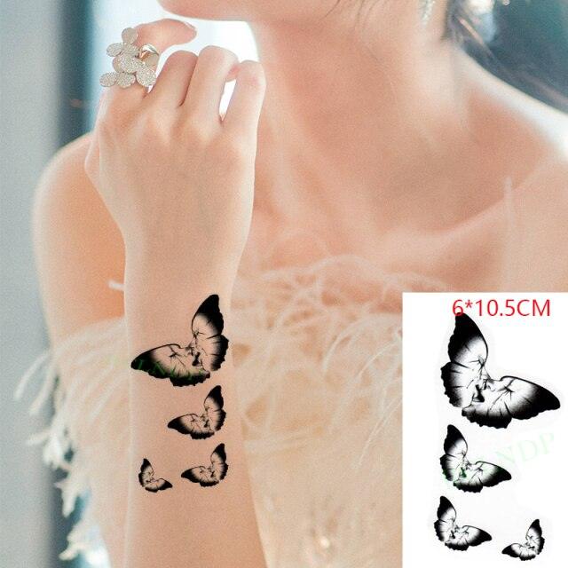 Elegant Black Music Notes Waterproof Sticker Tattoos Temporary Chest Shoulder Tattoos For Men Women