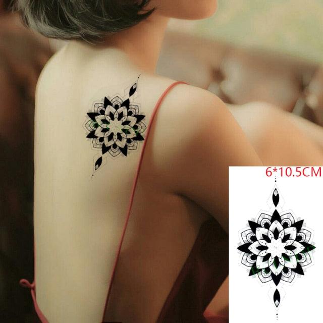 Elegant Black Music Notes Waterproof Sticker Tattoos Temporary Chest Shoulder Tattoos For Men Women