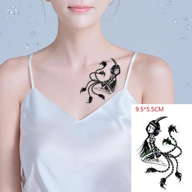 Elegant Black Music Notes Waterproof Sticker Tattoos Temporary Chest Shoulder Tattoos For Men Women