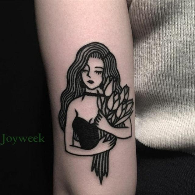 Elegant Black Music Notes Waterproof Sticker Tattoos Temporary Chest Shoulder Tattoos For Men Women