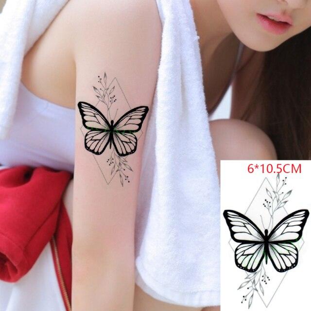 Elegant Black Music Notes Waterproof Sticker Tattoos Temporary Chest Shoulder Tattoos For Men Women