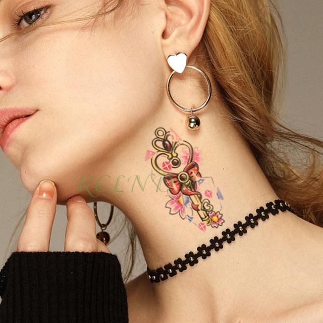 Elegant Black Music Notes Waterproof Sticker Tattoos Temporary Chest Shoulder Tattoos For Men Women