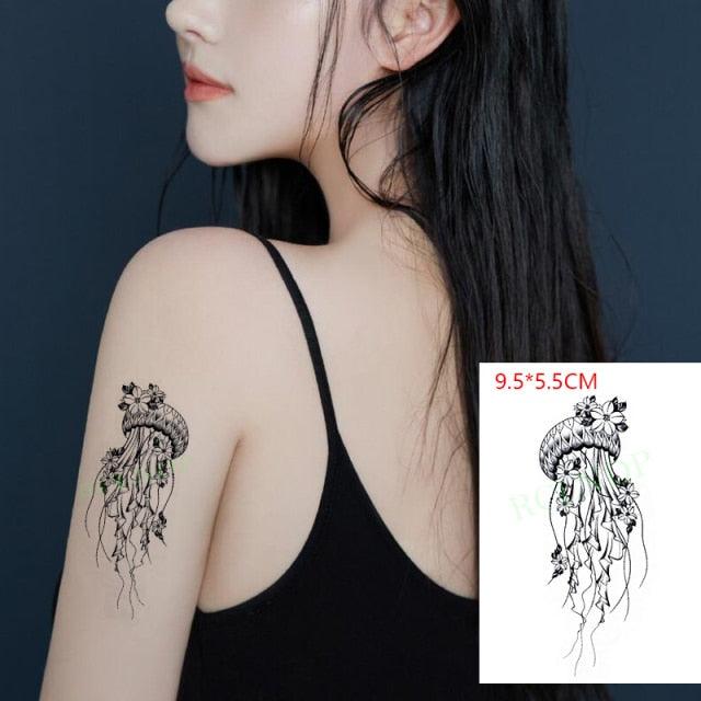 Elegant Black Music Notes Waterproof Sticker Tattoos Temporary Chest Shoulder Tattoos For Men Women