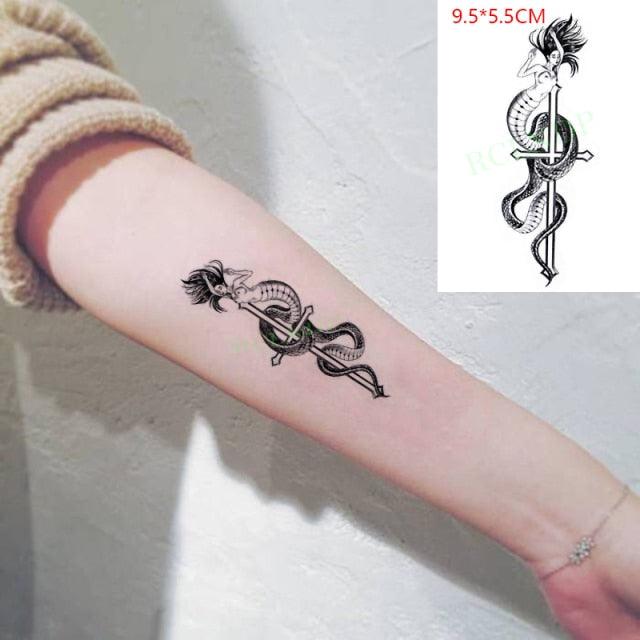 Elegant Black Music Notes Waterproof Sticker Tattoos Temporary Chest Shoulder Tattoos For Men Women