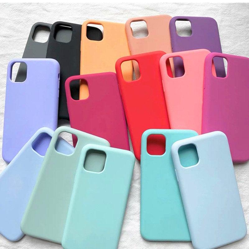 Elegant Style Solid Color Silicone Phone Cases For iPhone 13 14 Pro Max Classic Simple Case For iPhone 13 Pro Cover Slim Fit Silicone Back Cover For iPhone