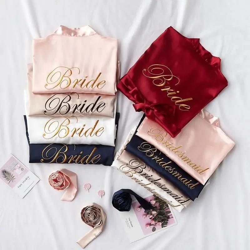 Elegant Wedding Bride Robe Lightweight Short Silk Sleepwear Women Indoor Bathrobes